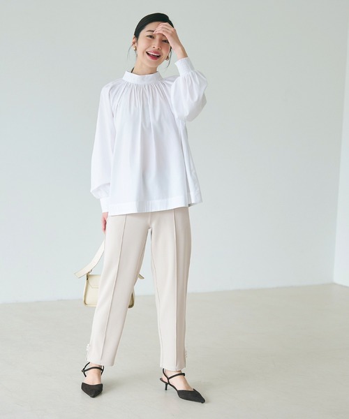 coca（coca）（コカ）の「【WEB限定セール】裾パールテーパードパンツ（スラックス・レディース・ブラック/ライトベージュ・L/M/S）」の3枚目の写真