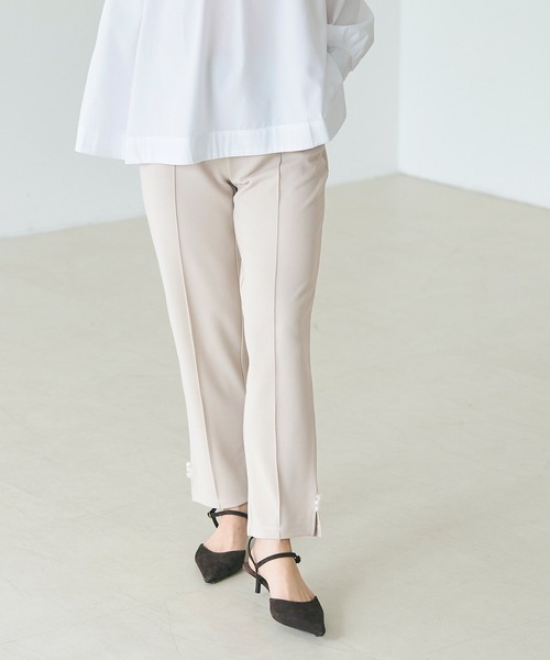 coca（coca）（コカ）の「【WEB限定セール】裾パールテーパードパンツ（スラックス・レディース・ブラック/ライトベージュ・L/M/S）」の5枚目の写真