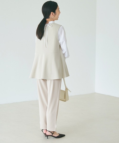 coca（coca）（コカ）の「【WEB限定セール】裾パールテーパードパンツ（スラックス・レディース・ブラック/ライトベージュ・L/M/S）」の6枚目の写真