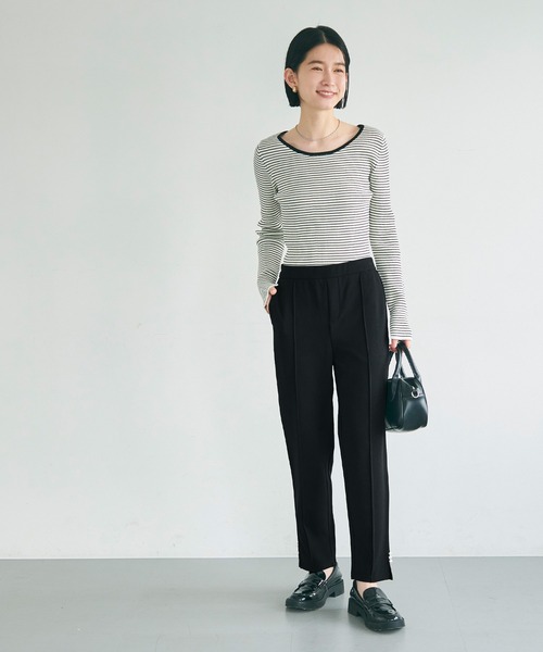 coca（coca）（コカ）の「【WEB限定セール】裾パールテーパードパンツ（スラックス・レディース・ブラック/ライトベージュ・L/M/S）」の9枚目の写真