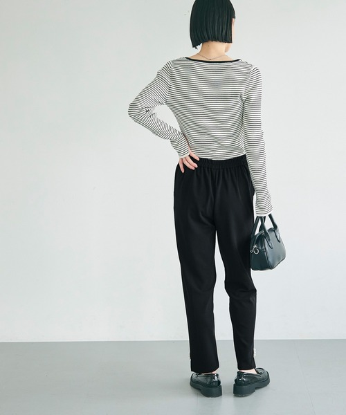 coca（coca）（コカ）の「【WEB限定セール】裾パールテーパードパンツ（スラックス・レディース・ブラック/ライトベージュ・L/M/S）」の11枚目の写真