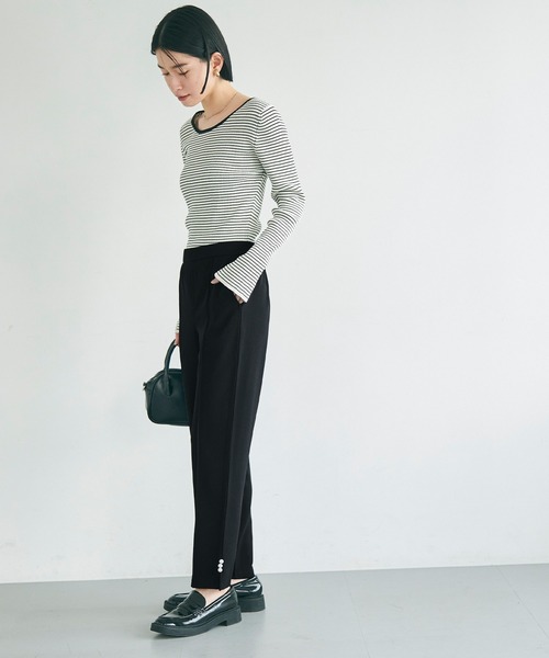 coca（coca）（コカ）の「【WEB限定セール】裾パールテーパードパンツ（スラックス・レディース・ブラック/ライトベージュ・L/M/S）」の12枚目の写真