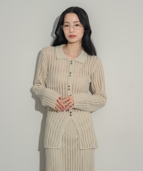 NEUNA（ヌナ）の「メッシュカーディガン（カーディガン/ボレロ・レディース・アイボリー/チャコールグレー/ブラック・FREE）」の12枚目の写真