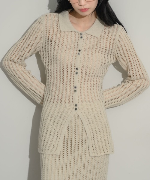 NEUNA（ヌナ）の「メッシュカーディガン（カーディガン/ボレロ・レディース・アイボリー/チャコールグレー/ブラック・FREE）」の10枚目の写真