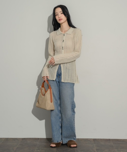 NEUNA（ヌナ）の「メッシュカーディガン（カーディガン/ボレロ・レディース・アイボリー/チャコールグレー/ブラック・FREE）」の15枚目の写真