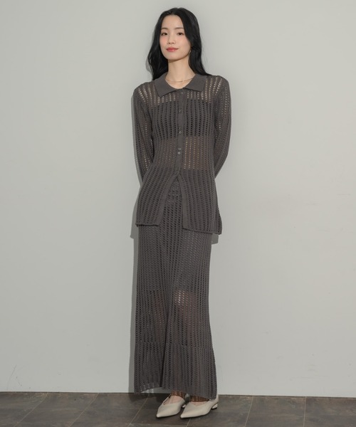 NEUNA（ヌナ）の「メッシュカーディガン（カーディガン/ボレロ・レディース・アイボリー/チャコールグレー/ブラック・FREE）」の5枚目の写真