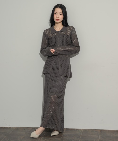 NEUNA（ヌナ）の「メッシュカーディガン（カーディガン/ボレロ・レディース・アイボリー/チャコールグレー/ブラック・FREE）」の4枚目の写真