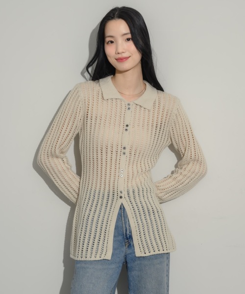 BARENA ベージュ メッシュカーディガン BARENA ベージュ メッシュカーディガン - メルカリ