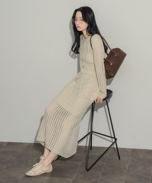 NEUNA（ヌナ）の「メッシュカーディガン（カーディガン/ボレロ・レディース・アイボリー/チャコールグレー/ブラック・FREE）」の8枚目の写真