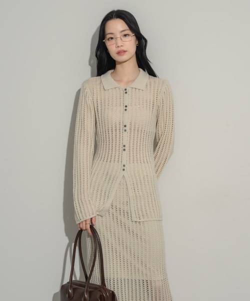 NEUNA（ヌナ）の「メッシュカーディガン（カーディガン/ボレロ・レディース・アイボリー/チャコールグレー/ブラック・FREE）」の7枚目の写真