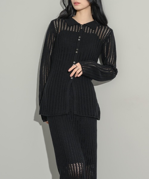 NEUNA（ヌナ）の「メッシュカーディガン（カーディガン/ボレロ・レディース・アイボリー/チャコールグレー/ブラック・FREE）」の6枚目の写真