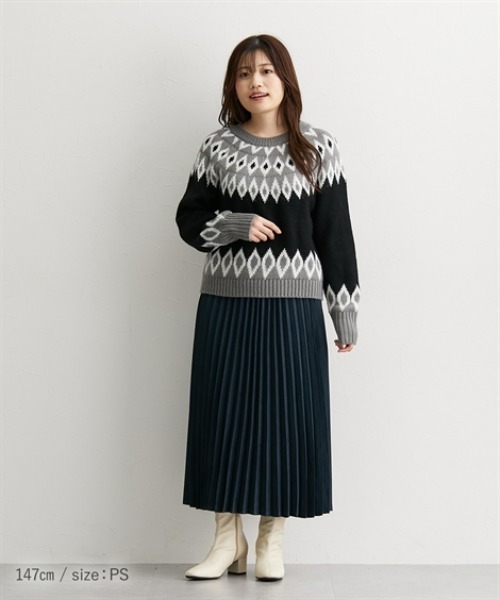 Petitjo（プッチージョ）の「小さいサイズ　エコスエードプリーツスカート　低身長さん・小柄女性（スカート・レディース・ブルー/グレイッシュベージュ・M-L/XS-S）」の5枚目の写真