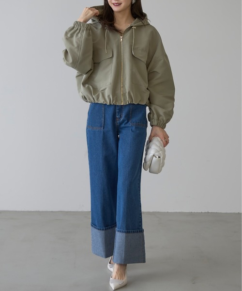 &. NOSTALGIA（アンドドットノスタルジア）の「【ZOZO限定】裾バルーンショート丈（マウンテンパーカー・レディース・アイボリー/ライトカーキ・M）」の20枚目の写真