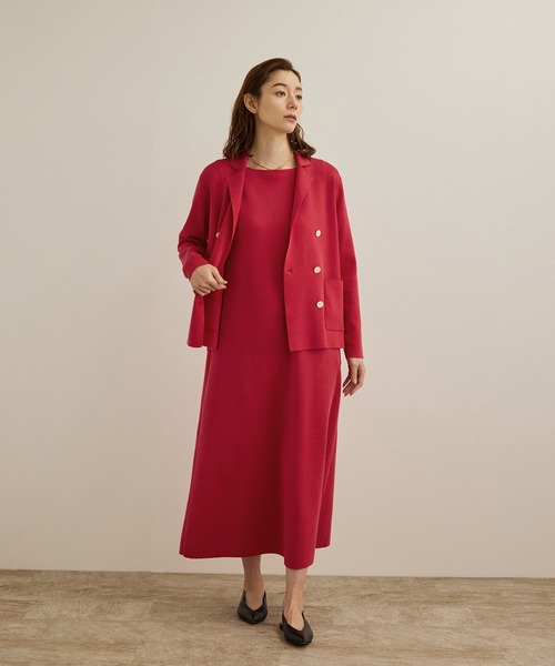 ROPE'（ロペ）の「シルクコットン総針Aラインワンピース/イージーケア（ワンピース・レディース・ネイビー/レッド・FREE）」の10枚目の写真