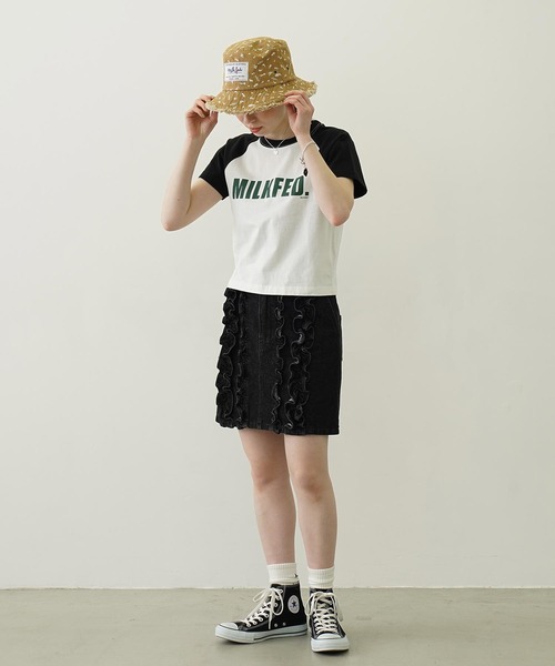 MILKFED.(ミルクフェド)の「FRILL DENIM MINI SKIRT(デニムスカート・レディース・ブラック/ライトインディゴブルー・M/S)」の19枚目の写真