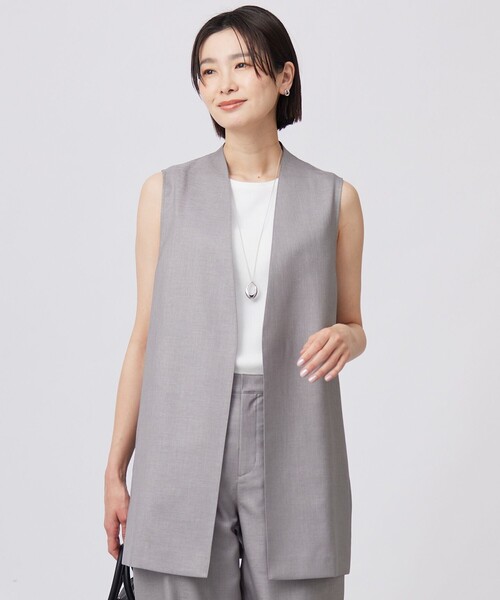 J.PRESS Ladies(J.プレス レディス)の「【セットアップ対応・洗える・UV加工・吸水速乾】OXIJEWELストレッチ ジレ(その他アウター・レディース・ライトグレー系/ベージュ系/シルバー系/ネイビー系・XS)」の1枚目の写真