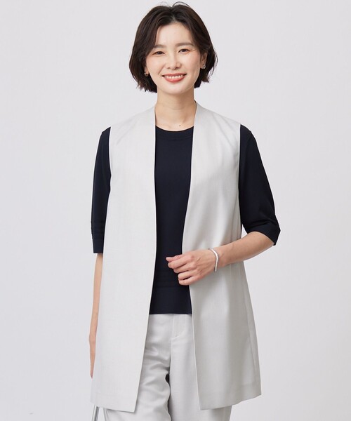 J.PRESS Ladies(J.プレス レディス)の「【セットアップ対応・洗える・UV加工・吸水速乾】OXIJEWELストレッチ ジレ(その他アウター・レディース・ライトグレー系/ベージュ系/シルバー系/ネイビー系・XS)」の4枚目の写真
