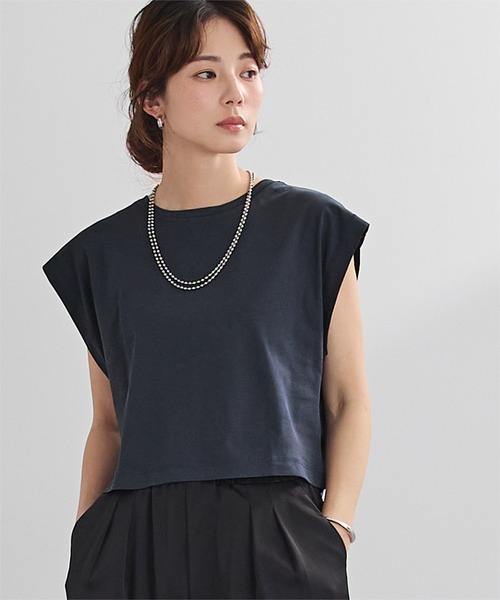 UR'S(ユアーズ)の「汗染み防止ワイドスリーブTシャツ(Tシャツ/カットソー・レディース・ブラック/ブルーグレー/ライトピンク/ネイビー/チャコール/ホワイト/ブラウン・S/M/L)」の6枚目の写真