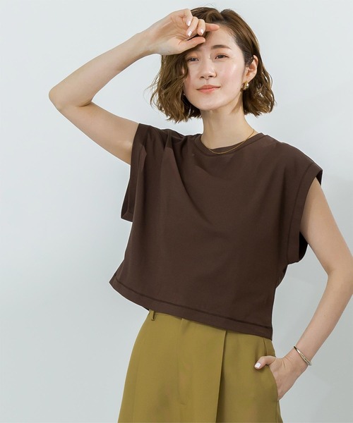 UR'S(ユアーズ)の「汗染み防止ワイドスリーブTシャツ(Tシャツ/カットソー・レディース・ブラック/ブルーグレー/ライトピンク/ネイビー/チャコール/ホワイト/ブラウン・S/M/L)」の5枚目の写真