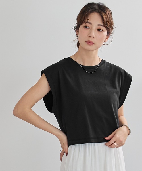 UR'S(ユアーズ)の「汗染み防止ワイドスリーブTシャツ(Tシャツ/カットソー・レディース・ブラック/ブルーグレー/ライトピンク/ネイビー/チャコール/ホワイト/ブラウン・S/M/L)」の3枚目の写真