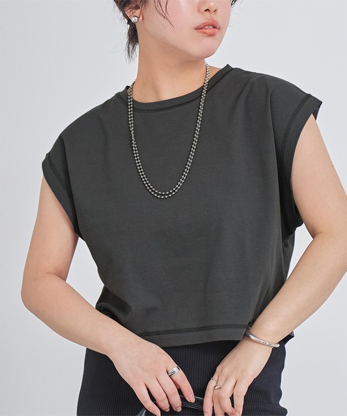 UR'S(ユアーズ)の「汗染み防止ワイドスリーブTシャツ(Tシャツ/カットソー・レディース・ブラック/ブルーグレー/ライトピンク/ネイビー/チャコール/ホワイト/ブラウン・S/M/L)」の12枚目の写真