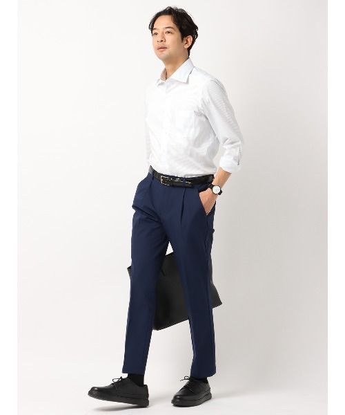 SUIT SQUARE（スーツスクエア）の「PERFORMANCE PANTS タックテーパードパンツ ウォッシャブル ストレッチ 裾上げ済み（スラックス・メンズ・カーキ系/ネイビー系/グレー系・L(82cm)/M(79cm)/S(76cm)/LL(85cm)）」の9枚目の写真