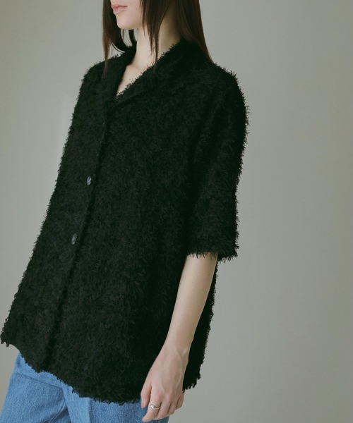 MANOF(マノフ)の「CUT JACQUARD SHIRT(シャツ/ブラウス・レディース・ブラック/ホワイト・FREE)」の11枚目の写真