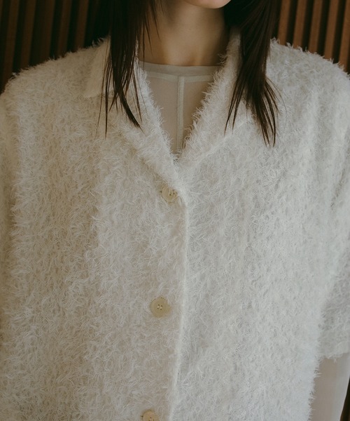 MANOF(マノフ)の「CUT JACQUARD SHIRT(シャツ/ブラウス・レディース・ブラック/ホワイト・FREE)」の7枚目の写真