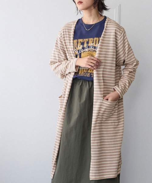 SMILE LAND（スマイルランド）の「大きいサイズ　綿混うすカルスリットロング丈カーディガン（ＵＶカット・吸汗速乾・抗菌防臭・毛玉防止）（カーディガン/ボレロ・レディース・ブラック/チャコールグレー/オフホワイト/ネイビー系/ピンク系/グリーン系/ベージュ系・L/LL/4L/5L/3L）」の4枚目の写真