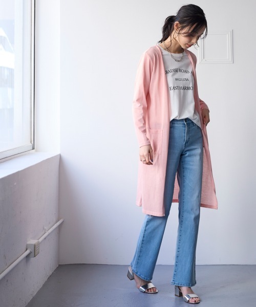 SMILE LAND（スマイルランド）の「大きいサイズ　綿混うすカルスリットロング丈カーディガン（ＵＶカット・吸汗速乾・抗菌防臭・毛玉防止）（カーディガン/ボレロ・レディース・ブラック/チャコールグレー/オフホワイト/ネイビー系/ピンク系/グリーン系/ベージュ系・L/LL/4L/5L/3L）」の15枚目の写真