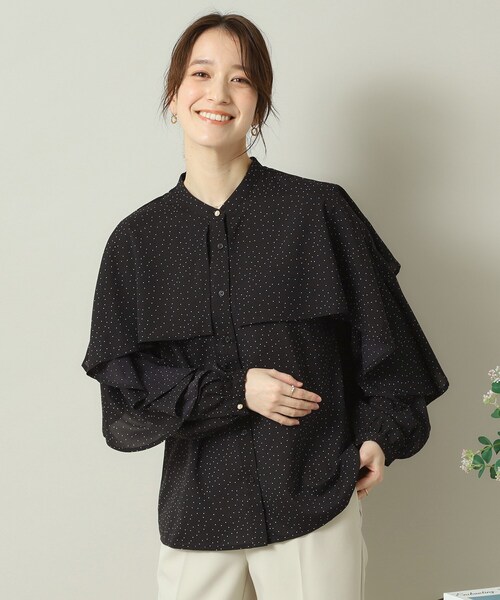 ITS'DEMO（イッツデモ）の「【手洗い可】ケープフリルドットブラウス（シャツ/ブラウス・レディース・ホワイト系3/ブラック系/ピンク系1・00）」の3枚目の写真
