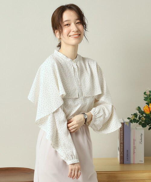 ITS'DEMO（イッツデモ）の「【手洗い可】ケープフリルドットブラウス（シャツ/ブラウス・レディース・ホワイト系3/ブラック系/ピンク系1・00）」の5枚目の写真