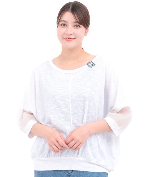 チチカカ(チチカカ)の「シアースリーブプルオーバー(Tシャツ/カットソー・レディース・ホワイト/オレンジ/ブラック・FREE)」の11枚目の写真
