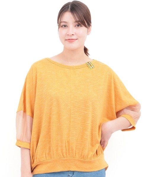 チチカカ(チチカカ)の「シアースリーブプルオーバー(Tシャツ/カットソー・レディース・ホワイト/オレンジ/ブラック・FREE)」の13枚目の写真