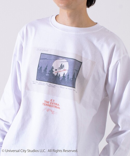 GLOSTER(グロスター)の「【GLOSTER】×【E.T.】絵コンテ Conte ロンT ロングスリーブT プリントT(Tシャツ/カットソー・メンズ・ブラック系その他/ブラック系その他2/ホワイト/ライトグレー・S/M/L)」の2枚目の写真
