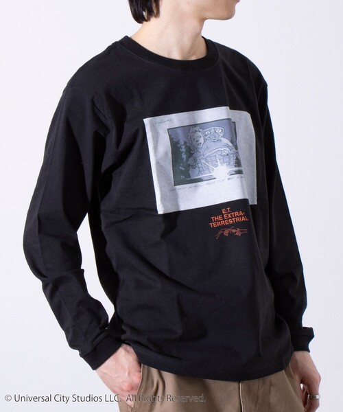GLOSTER(グロスター)の「【GLOSTER】×【E.T.】絵コンテ Conte ロンT ロングスリーブT プリントT(Tシャツ/カットソー・メンズ・ブラック系その他/ブラック系その他2/ホワイト/ライトグレー・S/M/L)」の3枚目の写真