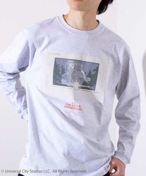 GLOSTER(グロスター)の「【GLOSTER】×【E.T.】絵コンテ Conte ロンT ロングスリーブT プリントT(Tシャツ/カットソー・メンズ・ブラック系その他/ブラック系その他2/ホワイト/ライトグレー・S/M/L)」の7枚目の写真