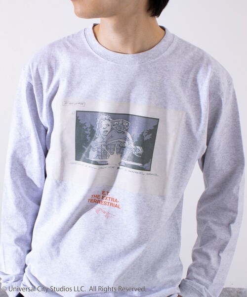 GLOSTER(グロスター)の「【GLOSTER】×【E.T.】絵コンテ Conte ロンT ロングスリーブT プリントT(Tシャツ/カットソー・メンズ・ブラック系その他/ブラック系その他2/ホワイト/ライトグレー・S/M/L)」の10枚目の写真
