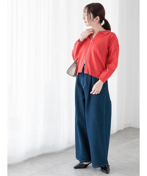 Te chichi TERRASSE（テチチテラス）の「襟付きジップカーディガン（カーディガン/ボレロ・レディース・チャコールグレー/オフホワイト/ミント/レッド・F）」の18枚目の写真