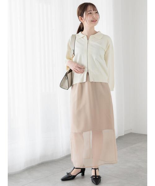 Te chichi TERRASSE（テチチテラス）の「襟付きジップカーディガン（カーディガン/ボレロ・レディース・チャコールグレー/オフホワイト/ミント/レッド・F）」の14枚目の写真