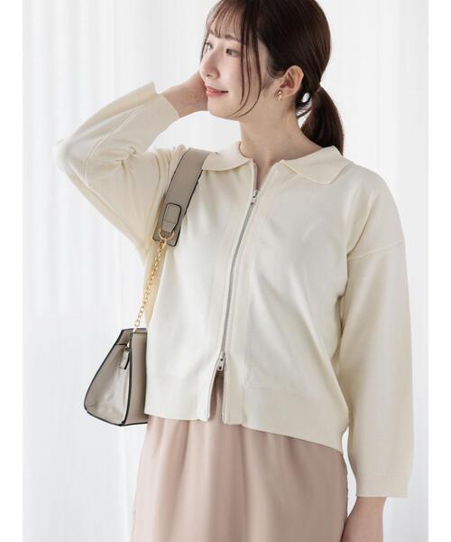 Te chichi TERRASSE（テチチテラス）の「襟付きジップカーディガン（カーディガン/ボレロ・レディース・チャコールグレー/オフホワイト/ミント/レッド・F）」の13枚目の写真