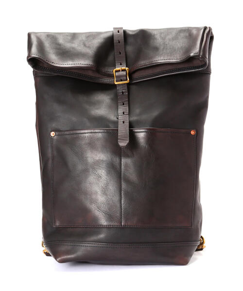 schott（ショット）の「VASCO/ヴァスコ/LEATHER ROLLTOP RUCKSACK/レザー ロールトップ ラックサック（バックパック/リュック・メンズ・ブラック/ブラウン・F）」の3枚目の写真