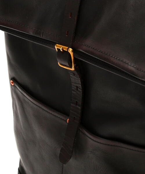 schott（ショット）の「VASCO/ヴァスコ/LEATHER ROLLTOP RUCKSACK/レザー ロールトップ ラックサック（バックパック/リュック・メンズ・ブラック/ブラウン・F）」の5枚目の写真