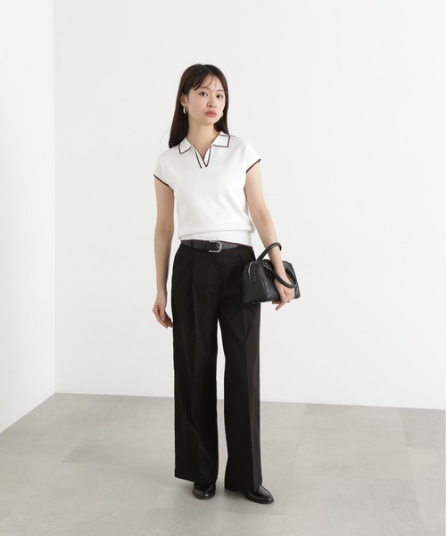 N.（N. Natural Beauty Basic）（エヌエヌナチュラルビューティーベーシック）の「タックワイドパンツ（その他パンツ・レディース・ブラック/ベージュ・SMALL/MEDIUM）」の4枚目の写真