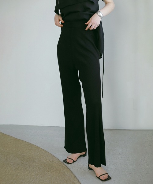 MANOF（マノフ）の「RIB KNIT PANTS（その他パンツ・レディース・ブラック/ライム・S/M）」の2枚目の写真