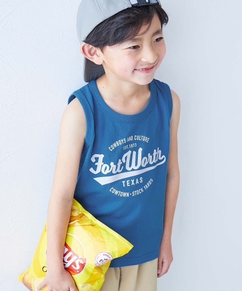 devirock（デビロック）の「綿100％ デビラボ プリントタンクトップ（タンクトップ・キッズ・ブラック系1/グレー系1/ブラック系3/グリーン系2/ブルー系1/オレンジ系1/グレー系2/グリーン系1/ブラック系2/ブルー系2・80ｃｍ/90cm/100cm/110cm/120cm/130cm/140cm/150cm/160cm）」の9枚目の写真