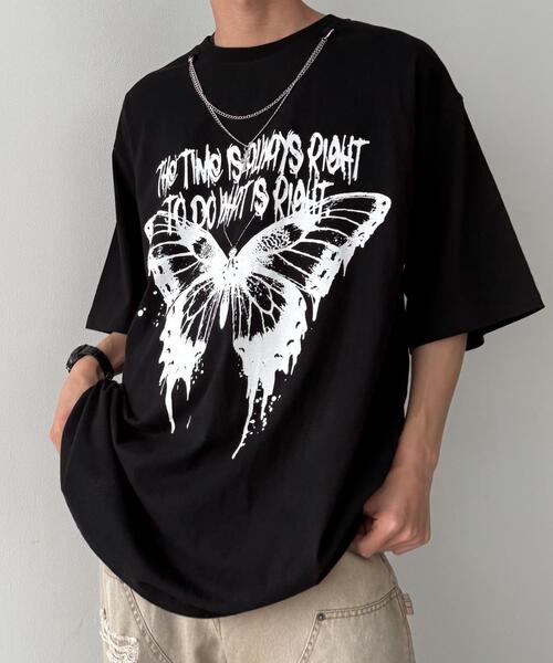 WEGO（ウィゴー）の「WEGO/アクセ付きハードグラフィックT（Tシャツ/カットソー・メンズ・ホワイト系その他/ホワイト/ブラック系その他/ブラック・MEDIUM/LARGE）」の3枚目の写真