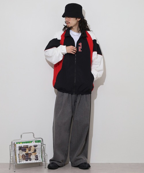FILA（フィラ）の「FILA Nylon track Jacket ライン ナイロントラックジャケット メッシュ セットアップ可（ナイロンジャケット・メンズ・レッド/ネイビー・LL/M/L）」の15枚目の写真