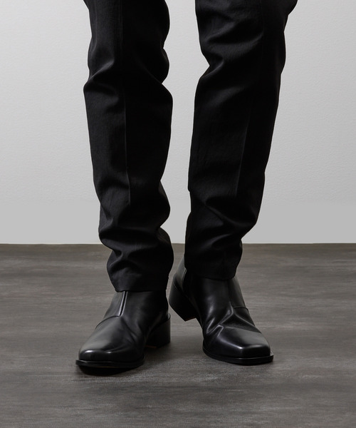 PADRONE（パドローネ）の「PADRONE パドローネ / BL SQUARE SIDE ZIP BOOTS スクエアトゥサイドジップヒールブーツ 日本製 / PU8777-1101（ブーツ・メンズ・ブラック/アッシュブラウン・40/41/42）」の3枚目の写真