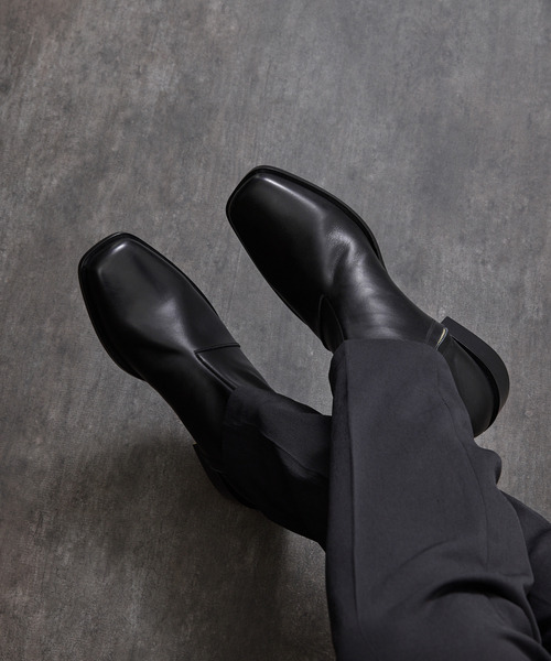 PADRONE パドローネ / BL SQUARE SIDE ZIP BOOTS スクエアトゥサイド